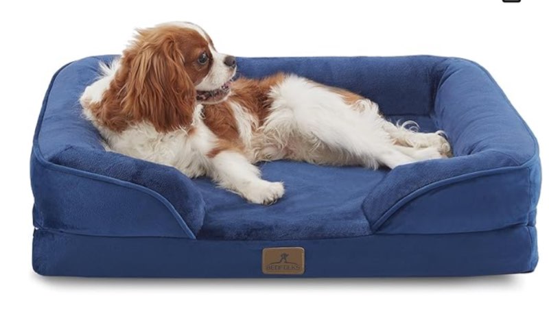 (( only cover))Bedfolks Orthopedic Dog Bed, Waterproof Dog Sofa Bed for Medium Dogs, Egg Foam Pet Couch Bed with Removable Washable Cover and Nonslip Bottom, Navy Blue