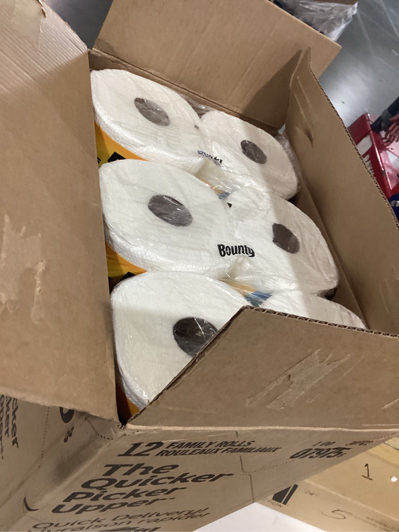 Condition photo showing Good Condition for bounty quick-size paper towels, white, 12 family triple = 40 regular rolls