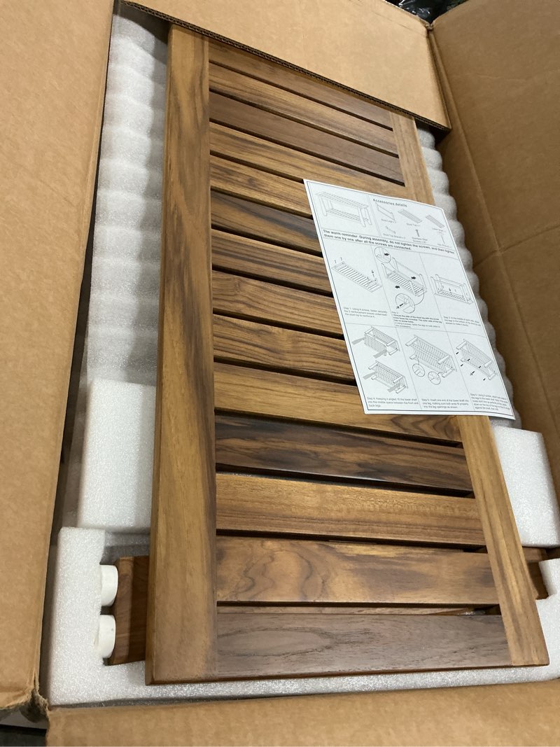 Condition photo showing Good Condition for nnn 36" commercial teak shower bench - 8 non-slip leveling feet & 350 lbs capacity | rock-solid stability for seniors & spa safety | waterproof design for saunas/outdoor pools (patented) 36.2"w x 14" dx 18"h
