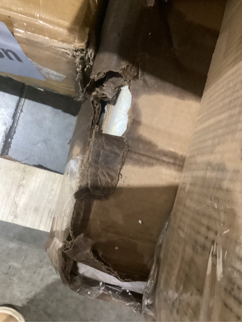 Condition photo showing As Is for feonase queen bed frame with luxury wingback and fast charging station,upholstered button tufted storage headboard platform bed,sturdy wooden slats support,noise-free,easy assembly,matte black matte black queen