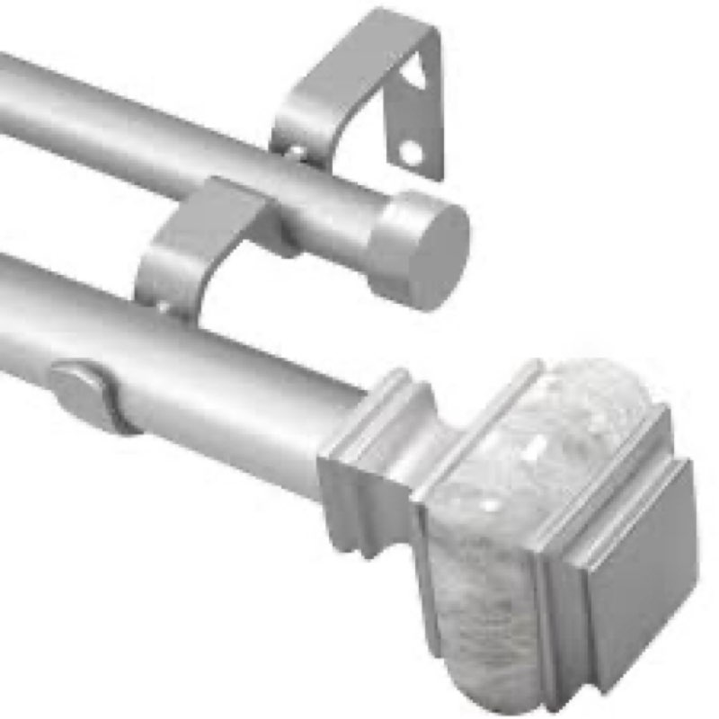 ILAISIHOME Double Curtain Rods Set:1-1/8 Inch Diameter Luxury Silver Curtain Rods,72-144 Inch Adjust