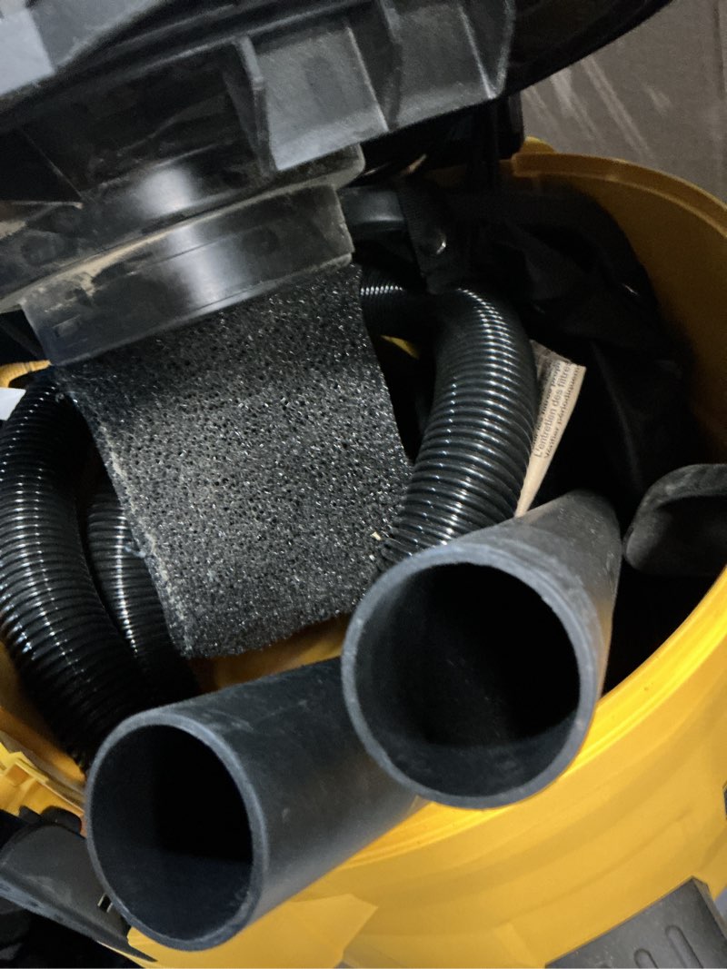 Condition photo showing As Is for dewalt stealthsonic quiet 9-gallon 5 hp corded wet/dry shop vacuum with accessories included