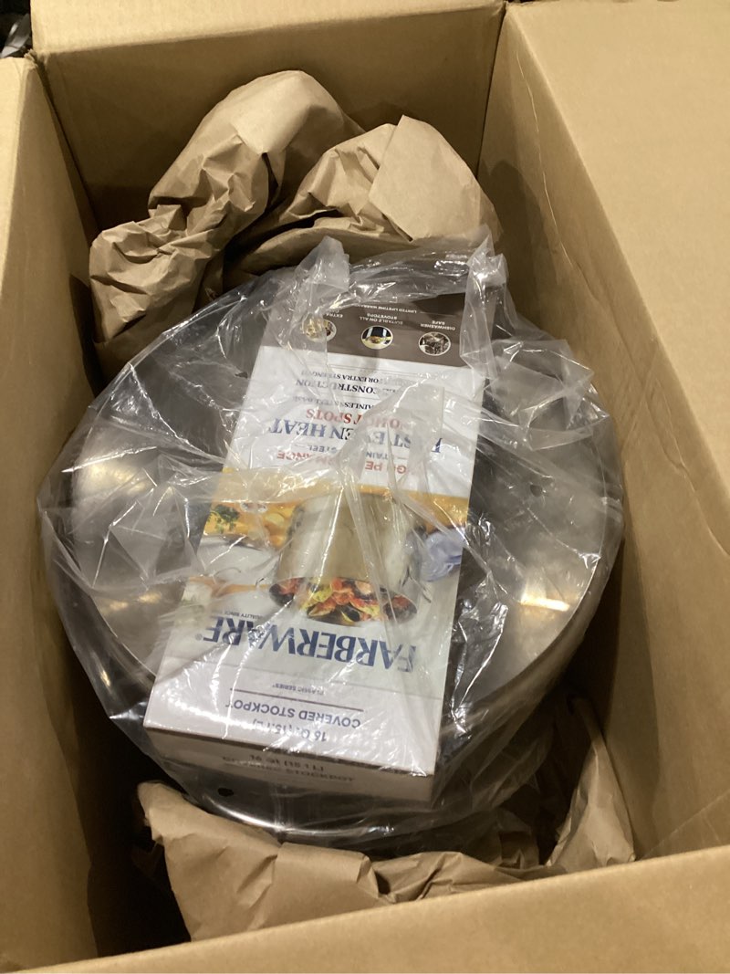 Condition photo showing New/Like New for Farberware Classic Stainless Steel Stock Pot/Stockpot with Lid - 16 Quart, Silver 16 Quarts Stainless Steel