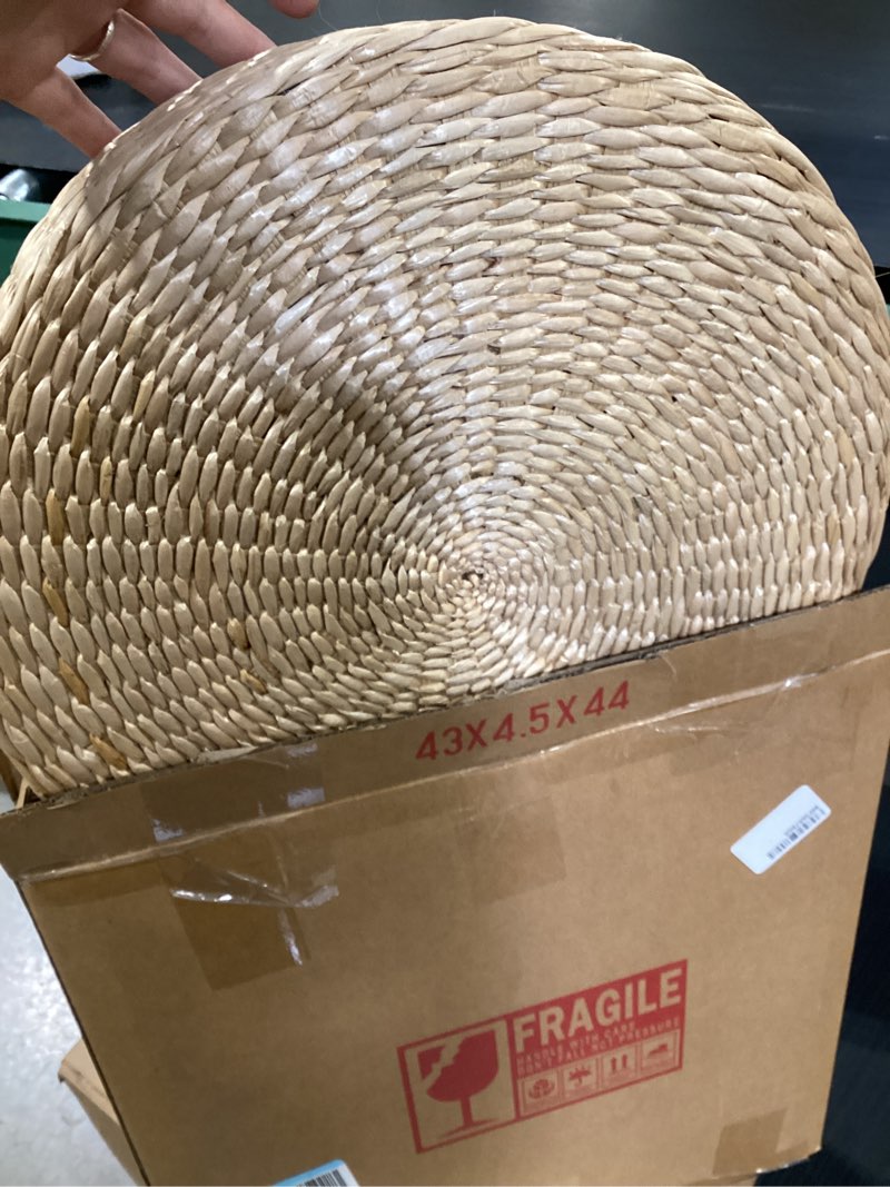 Condition photo showing Good Condition for round tatami floor pillow cushion, handwoven meditation straw cushions for living room yoga window seat reading nook bedroom outdoor seat (dia: 15.7") 15.7''