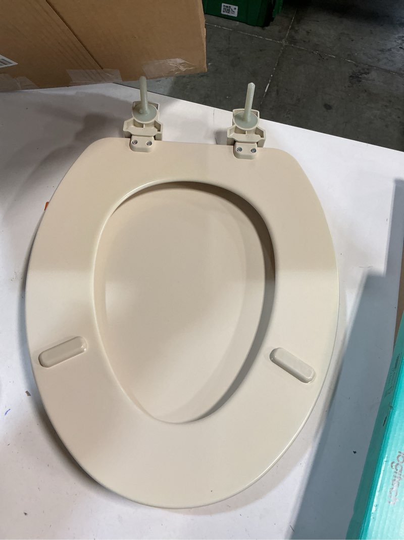 Condition photo showing Good Condition for mayfair cameron bone toilet seat, non slip heavy duty wood, easy clean, elongated