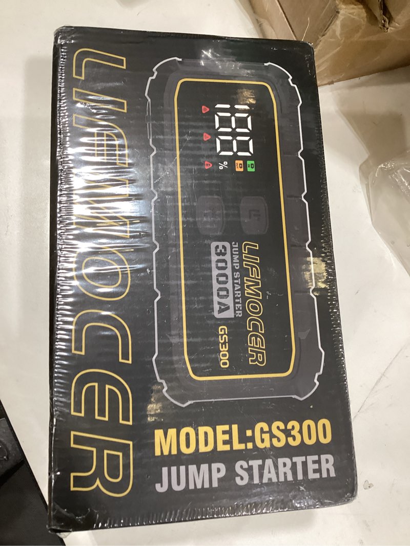 Condition photo showing New/Like New for gs300 car jump starter,3000a portable battery jumper starter for up to 10.0l gas & 8.0l diesel engines,59.2wh 12v jump box with storage case,usb quick charge,lcd display,for cars,motorcycles,trucks