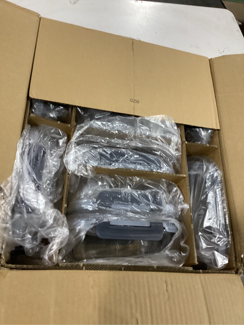 Condition photo showing New/Like New for skroam 10 pack glass meal prep containers, 22 oz glass airtight food storage containers with lids, pantry kitchen storage containers for lunch, food storage, meal prep, lunch bento boxes grey