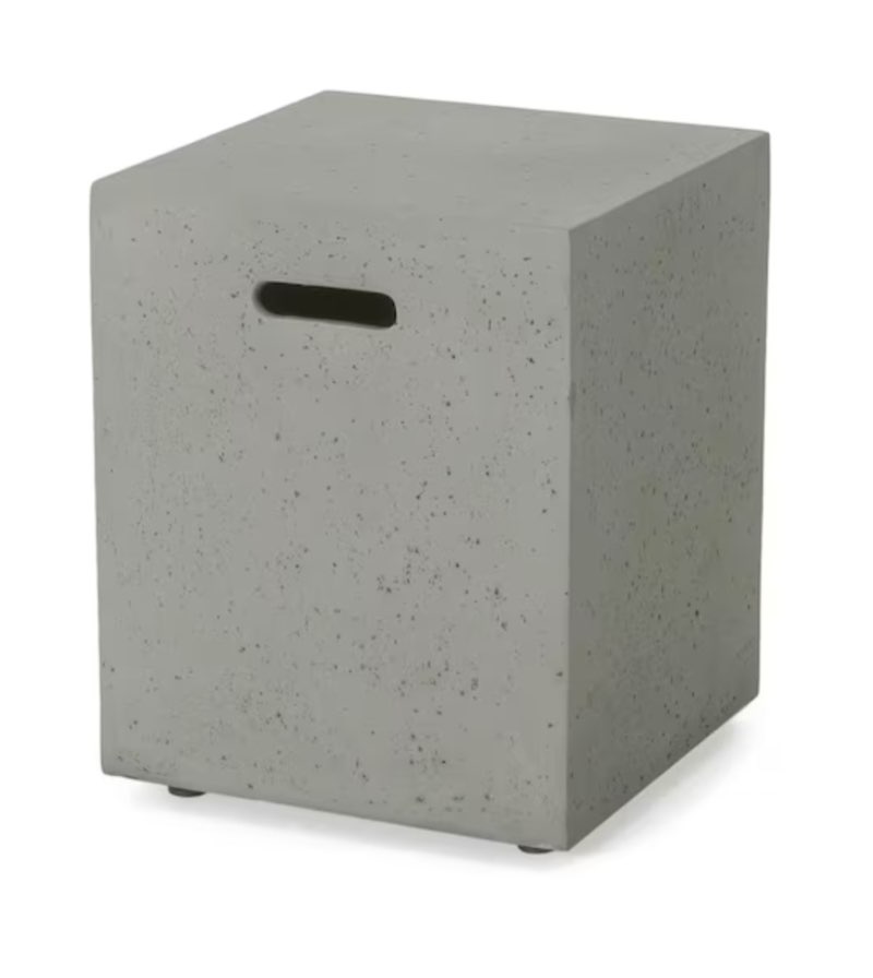 outdoor lightweight concrete tank holder side table light gray for patios backyards porches gardens