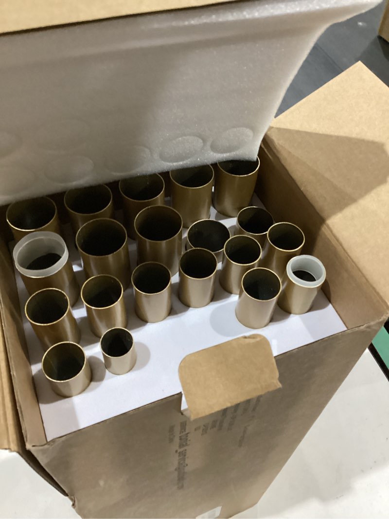 Condition photo showing As Is for TONIAL1 Inch Double Curtain Rods for Windows 66 to 120 Inches, Heavy Duty Decorative Drapery Rod 32 to 144 Inches with Classic Cap Finial, Gold Gold 66-120”
