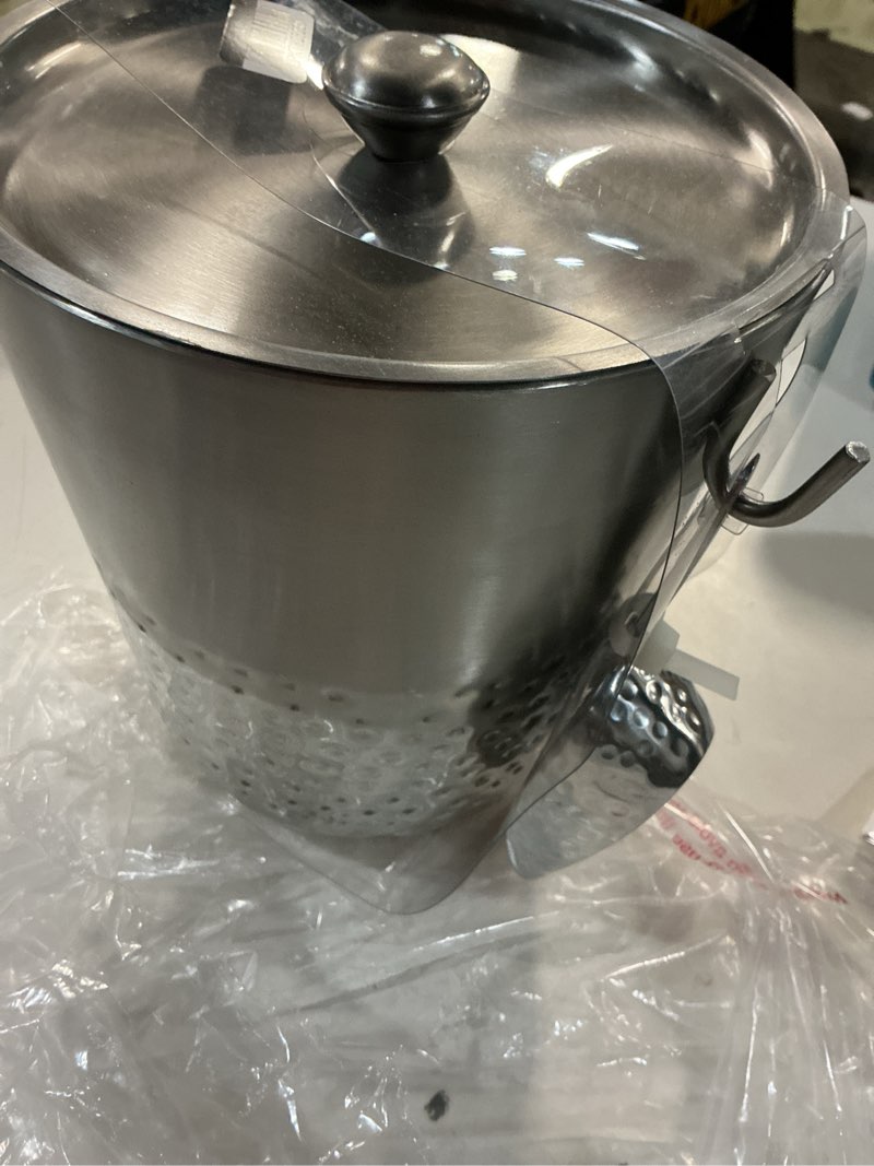 Condition photo showing Good Condition for hammered metal ice bucket with ice scoop -