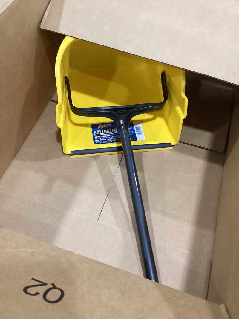 Condition photo showing Good Condition for quickie debris dustpan with handle, jumbo debris pan, trash collection for industrial/professional cleaning