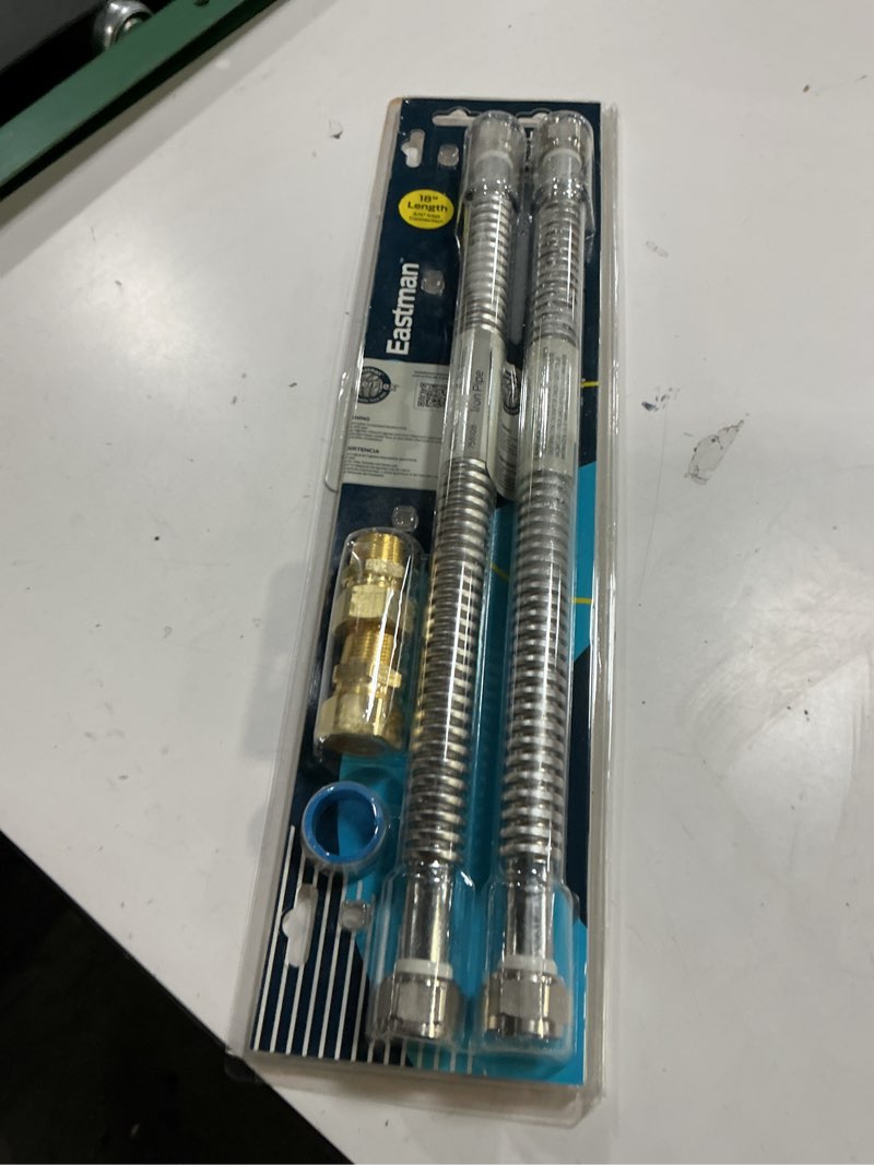 Condition photo showing Good Condition for Eastman Electric Water Heater Installation Kit, 3/4 x 18 Inch Corrugated Stainless Steel Water Heater Connectors, 48281