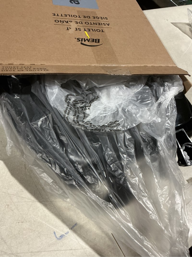 Condition photo showing As Is for Bemis Classic Colors Slow Close Toilet Seat, Easy Clean Hinges and Durable Plastic Seat, Made in USA, Elongated, Black Elongated Black