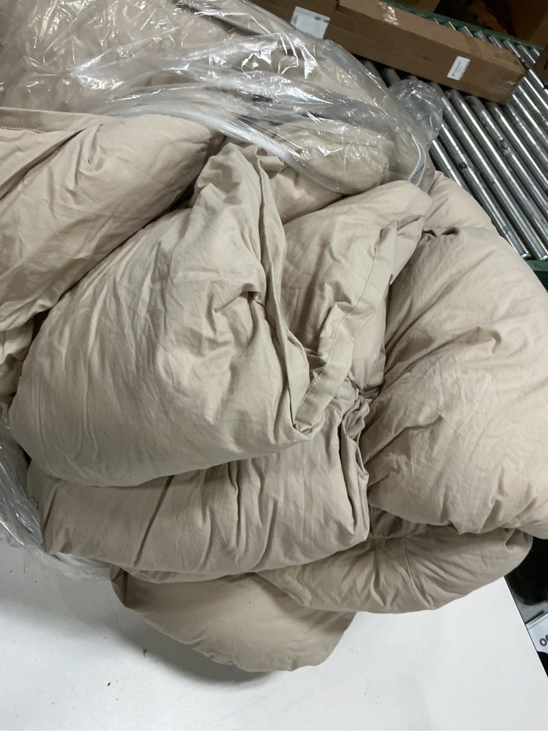 Condition photo showing As Is for quince bamboo duvet cover king, color sand 