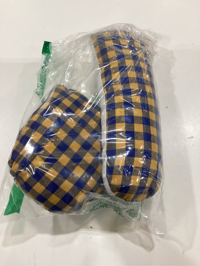 Condition photo showing New/Like New for 2 pcs tailors ham and seam roll set, solid linen and doll cotton pressing ham, professional tailor's ham for ironing, darts, collar, long seam, blue and yellow plaid