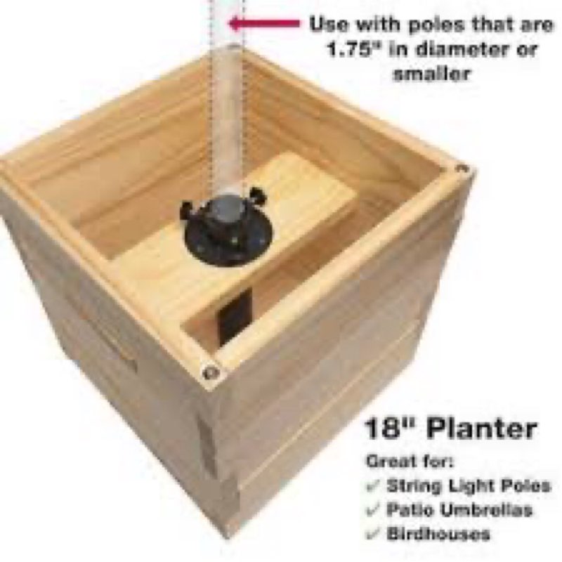 Excello Global Products 18" Natural Wood Planter Box with String Light Pole Sleeve Model
