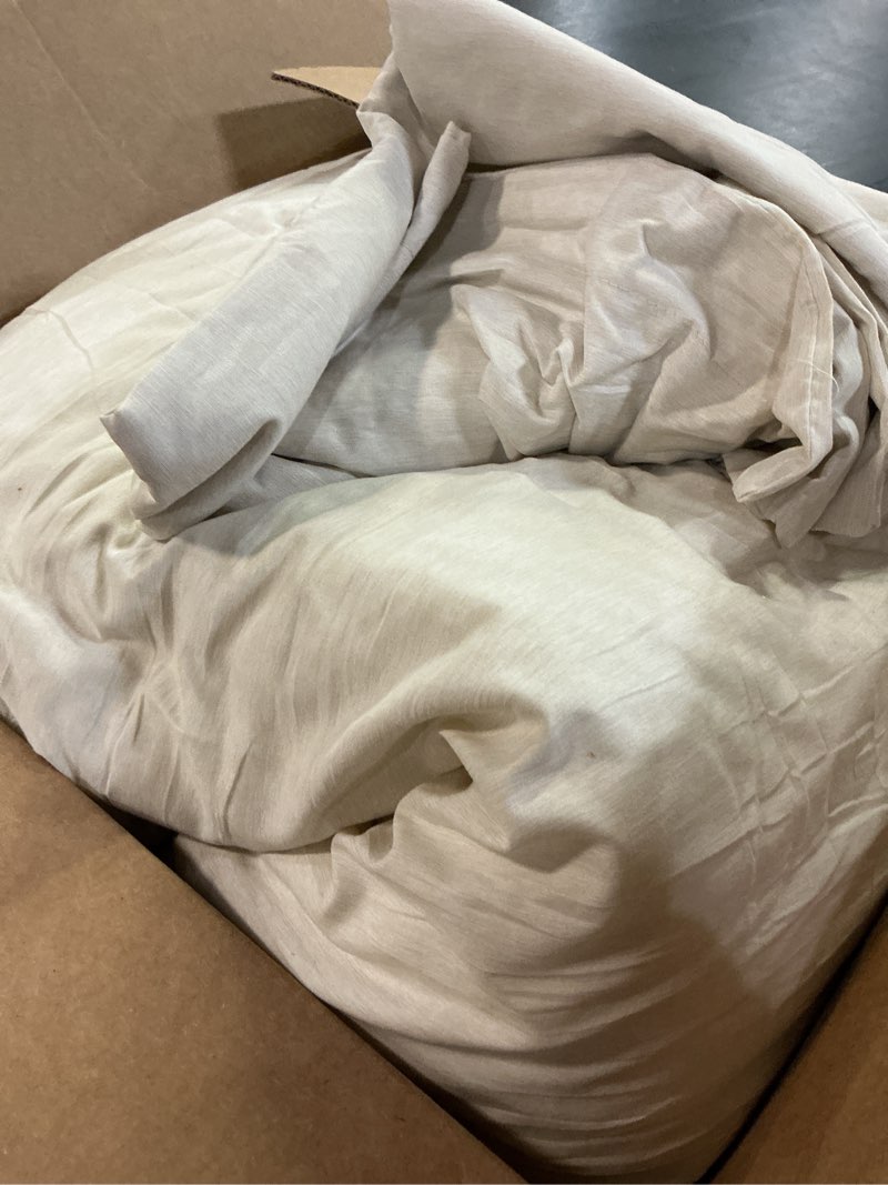 Condition photo showing Good Condition for cozylux king size comforter set - 3 pieces beige soft luxury cationic dyeing bedding comforter for all season, breathable lightweight fluffy boho bed sets with 1 comforter and 2 pillow shams beige king
