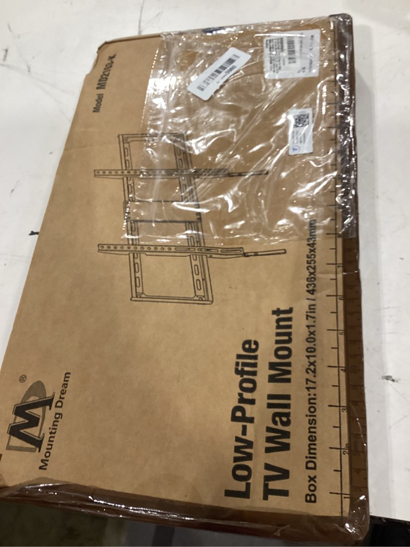 Condition photo showing As Is for mounting dream tv mount fixed for most 42-84 inch flat screen tvs, ul listed tv wall mount bracket up to vesa 600 x 400mm and 132 lbs - fits 16"/18"/24" studs - low profile and space saving md2163-k