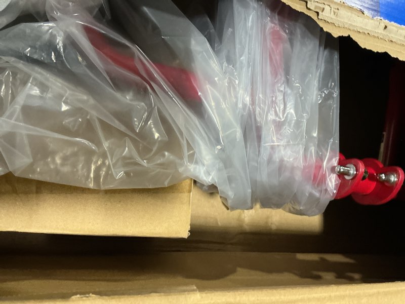Condition photo showing Good Condition for Medline Ultra Lightweight Transport Wheelchair for Adults, Foldable, 19-Inch Seat Width, Red Frame, Black Upholstery Red Wheelchair