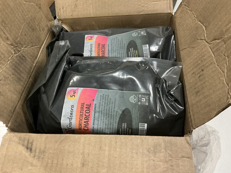 Condition photo showing Good Condition for ( 4 pack ) GARDENERA Horticultural Charcoal for Indoor Plants [5-Quart Bag] Black Diamond Soil Amendment for Orchids, Terrariums, and Gardening Charcoal 5 Quart Bag