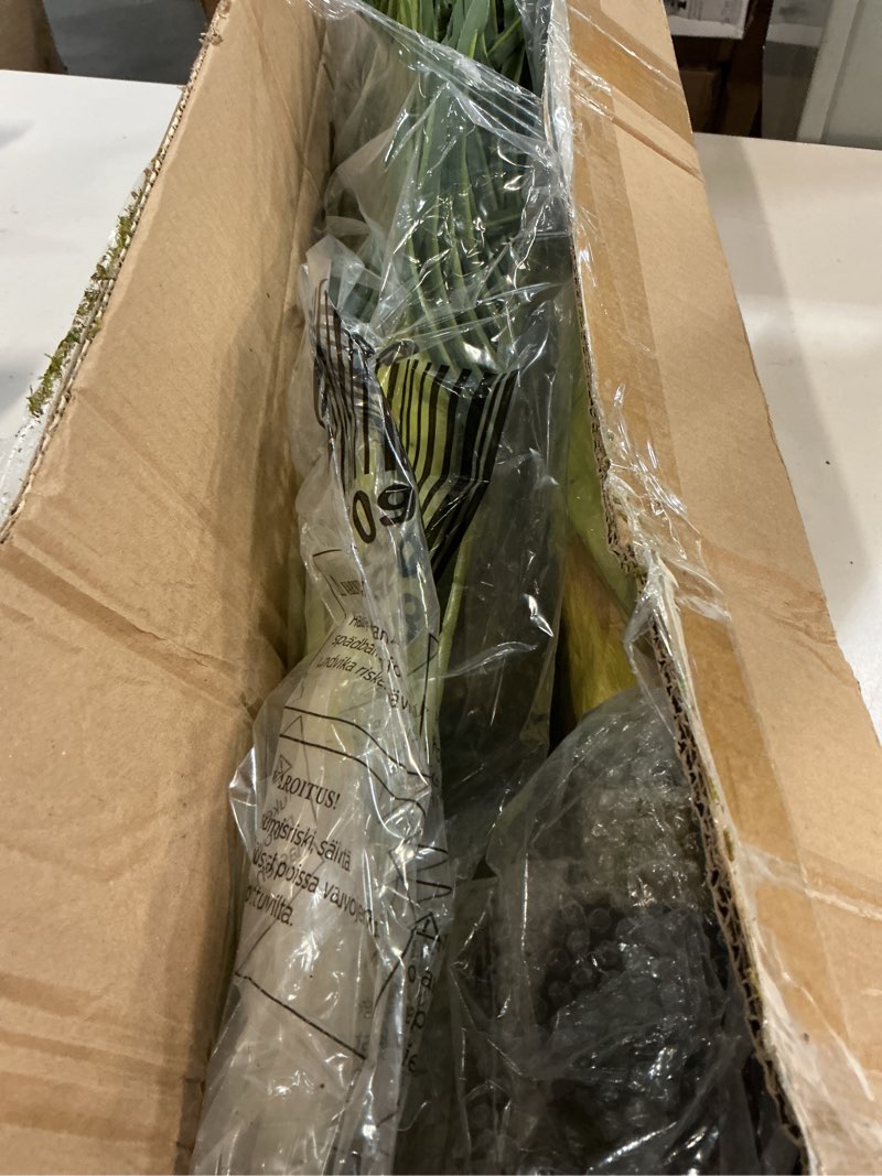 Condition photo showing Good Condition for nearly natural 6.5ft artificial golden cane palm tree, lifelike silk indoor palm with three textured trunks flexible fronds nursery planter, low maintenance