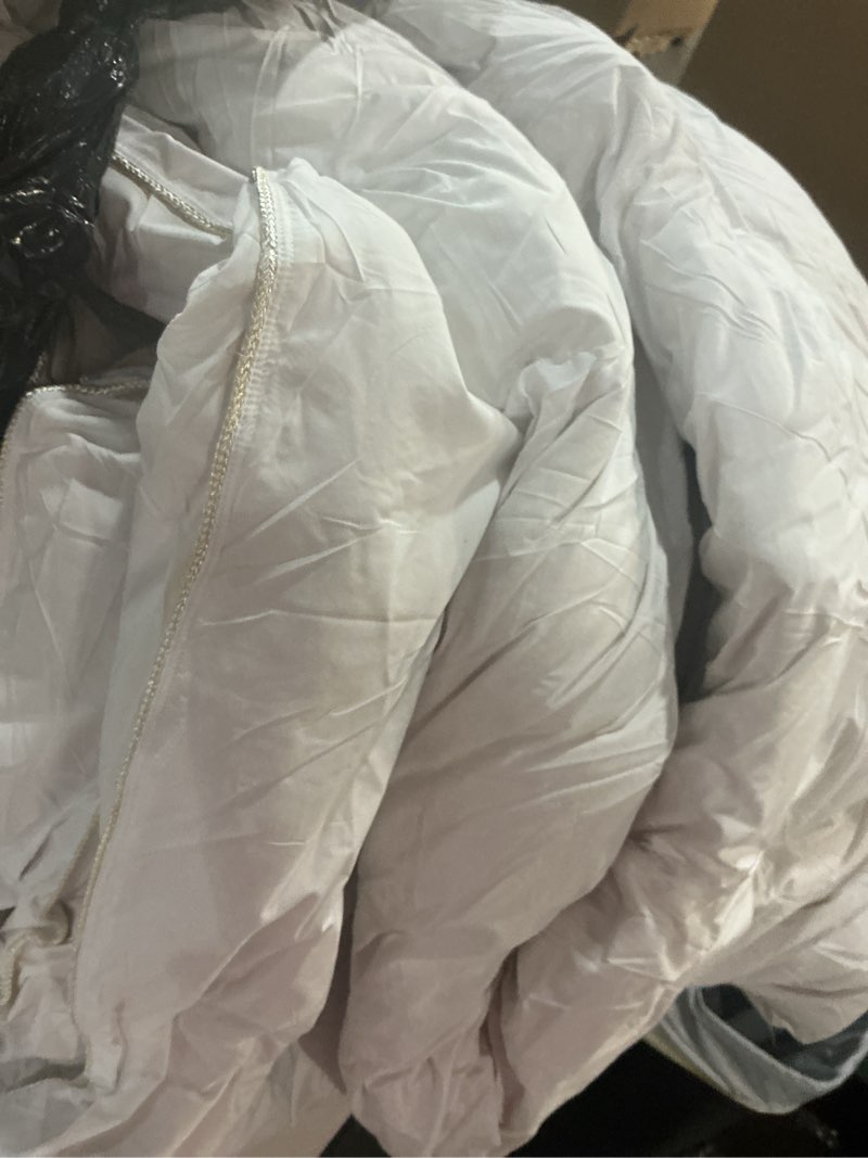 Condition photo showing item condition for Luxurious Oversized King 108" x 98" Size Goose Down Fiber Waterfowl Feather Fiber Comforter Duvet, 100% Egyptian Cotton Cover, 65 oz. Fill Weight, Baffle Box Design, White Solid