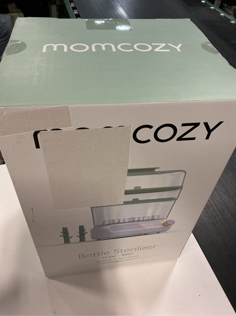 Condition photo showing New/Like New for momcozy 3 layers large bottle sterilizer and dryer, fast sterilize and dry, universal bottle sterilizer for all bottles & breast pump accessories, touch screen & auto-off bottle sanitizer