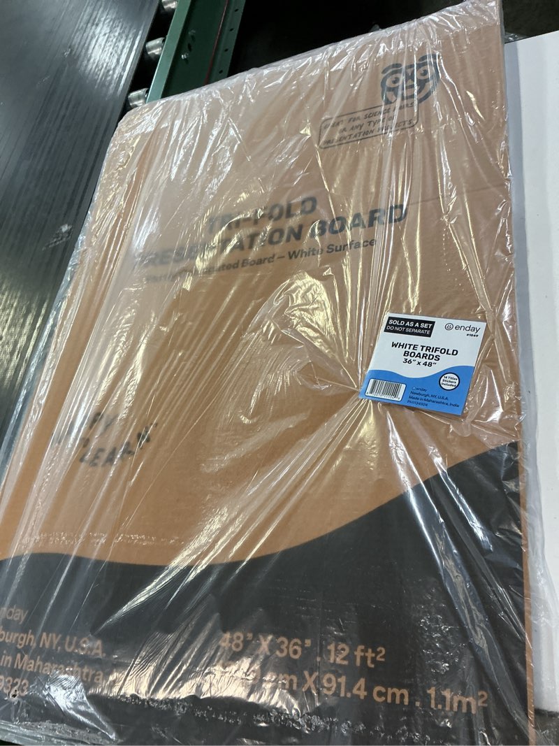 Condition photo showing New/Like New for trifold poster board 36" x 48" white presentation board - self-adhesive science subtitles included - science fair display boards, for school, fun projects and business presentations - by emraw 36" x 48" 1