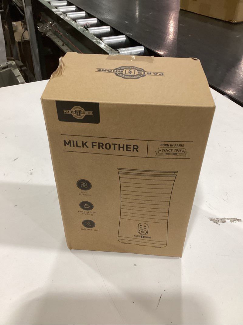 Condition photo showing New/Like New for Milk Frother, Paris Rhône 4-in-1 Milk Steamer and Frother, Hot & Cold Foam Milk Warmer with Temperature Control, Auto Shut-Off Frothers for Coffee, Latte, Cappuccino, Macchiato Onyx