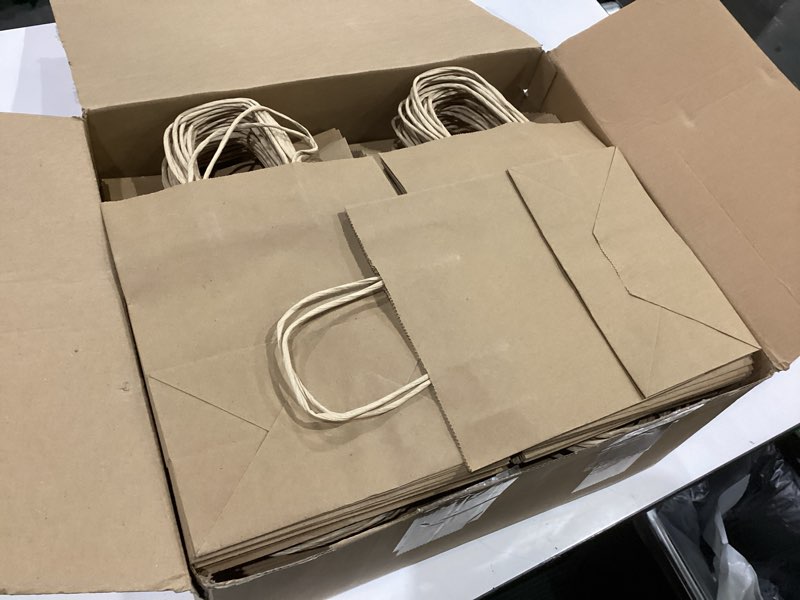 Condition photo showing Good Condition for xpcare 200pack paper bags 8x4.5x10 inch, plain medium paper bags with handles bulk, kraft paper gift bag, retail, party, shopping, favor bag (brown)