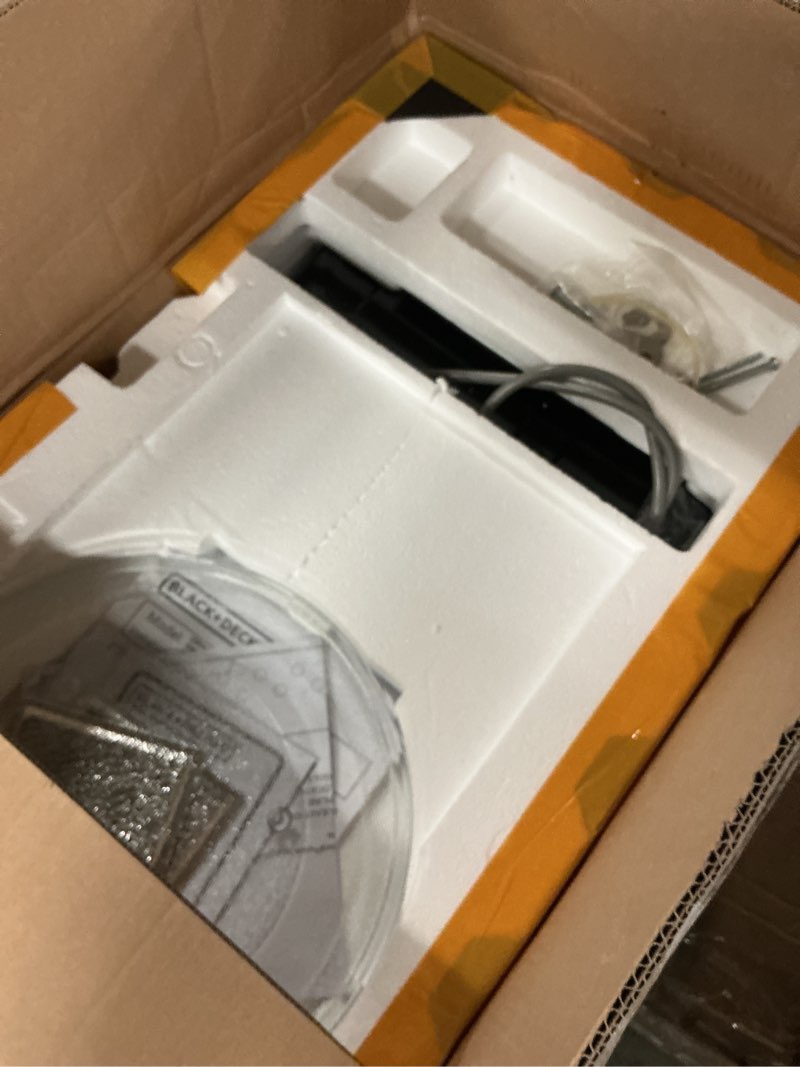 Condition photo showing As Is for black+decker over the range microwave oven with vent and one-touch auto cooking, 1.7 cu. ft. otr over stove microwave, stainless steel, 1000 watts, em044k6ce-ss 1.7 cu.ft stainless steel