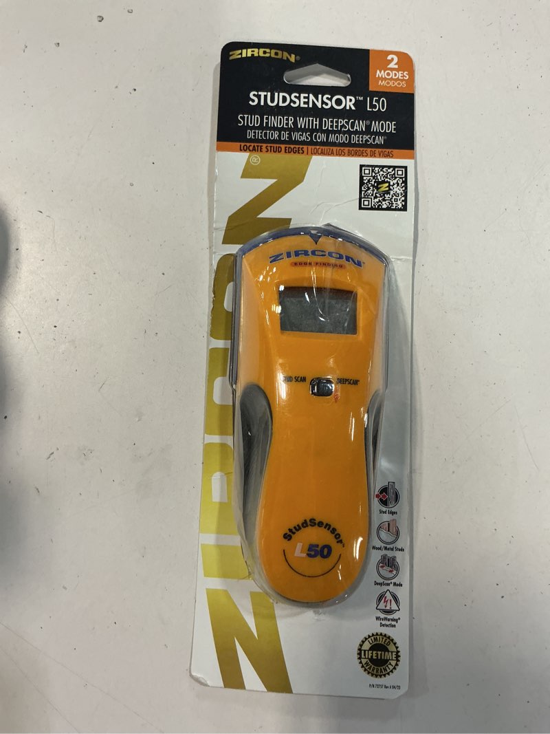 Condition photo showing As Is for zircon wirewarning e50 6.66 in. l x 2.80 in. w stud sensor 1-1/2 in. 1 pc