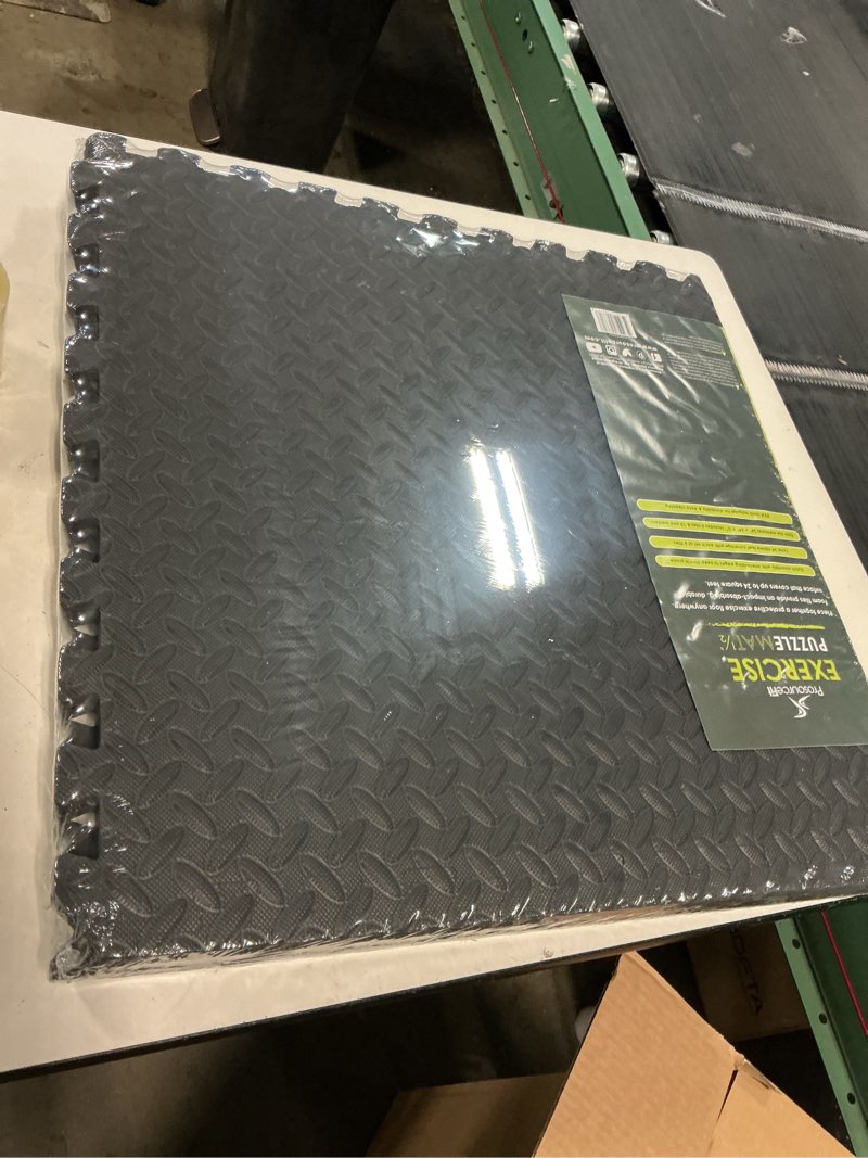 Condition photo showing Good Condition for prosourcefit exercise puzzle mat ½-inch, eva interlocking foam floor tiles for home gym, workout equipment, kids play areas, black, 24 sq ft - 6 tiles