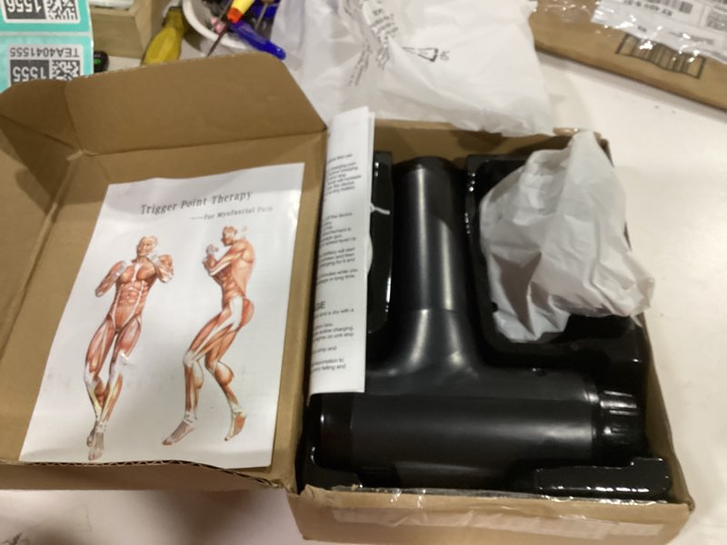 Condition photo showing New/Like New for Massage Gun Deep Tissue, Handheld Electric Muscle Massager, High Intensity Percussion Massage Device for Pain Relief with 9 Attachments,Pallet of Product Black