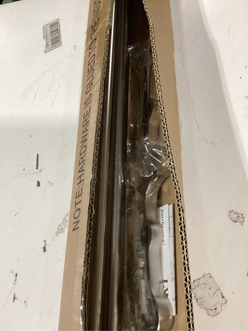 Condition photo showing Good Condition for double curtain rod 36 to 72 inch,1 inch heavy duty curtain rods for windows with solid aluminum cylindrical finials and bracket,1’’ front and 5/8’’ back telescoping double drapery rod,brushed nickel brushed nickel 36-72"