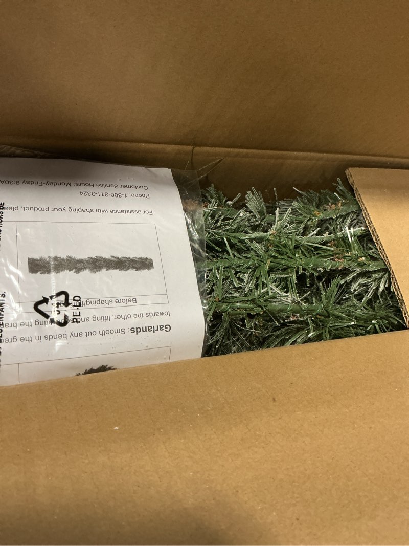 Condition photo showing New/Like New for Puleo International 9' Flocked Spruce Garland with 160 Tips