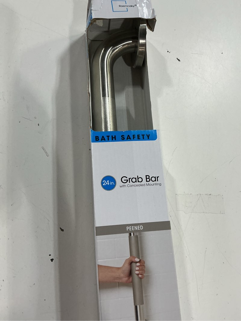 Condition photo showing As Is for Safety Grab Bars for Bathtubs and Showers, Non Slip 304 Stainless Steel Bathroom Balance Bar, ADA Compliant Shower Handles for Elderly, Handicap, Senior & Children (Brushed Nickel, 24 Inches)
