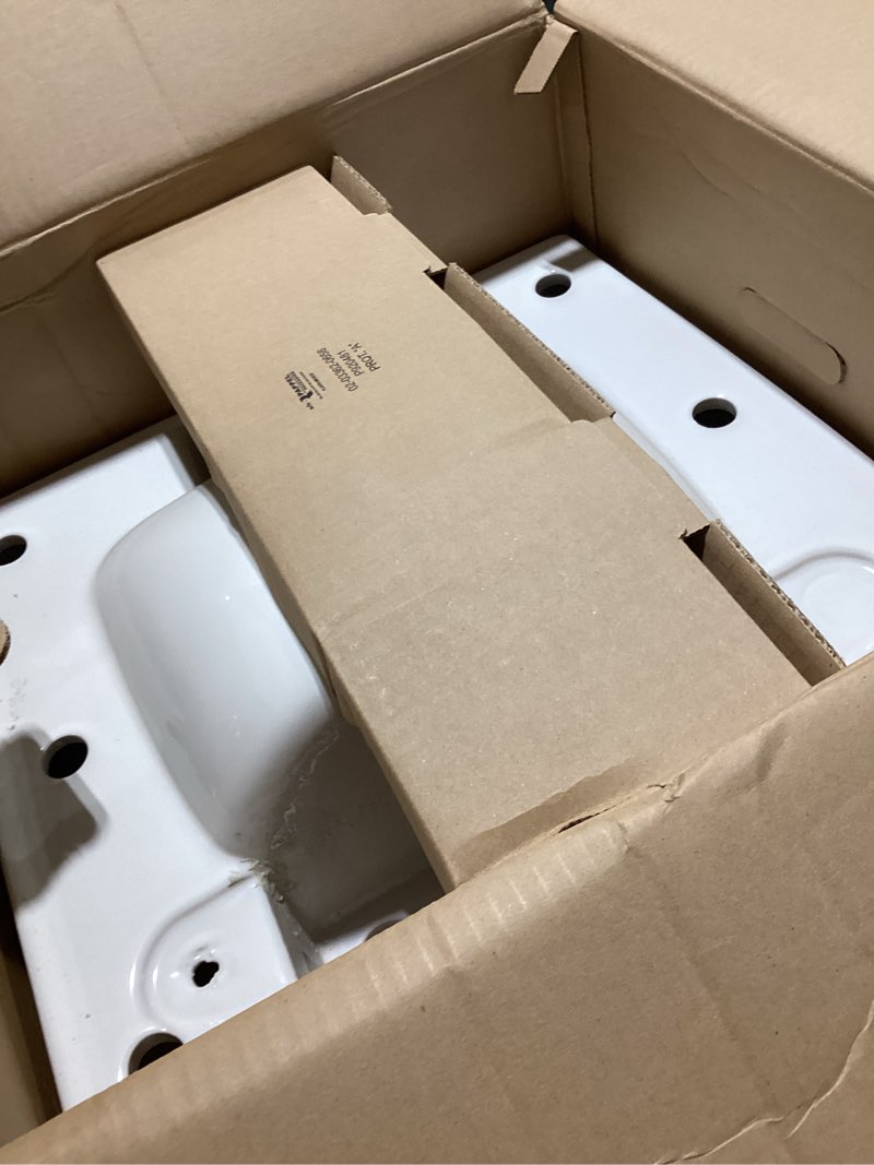 Condition photo showing Good Condition for american standard 0321.075.020 declyn wall mounted lavatory sink for concealed arms (not included) with three faucet holes (4 centers), white