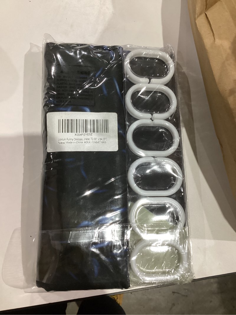 Condition photo showing New/Like New for Funny Dinosaur Shower Curtain for Bathroom, Cool Japanese Ocean Wave Shower Curtain Set Decor with 12 Hooks (Japanese, 72.00" x 84.00") Dinosaur 72"W x 84"L (Pack of 1)