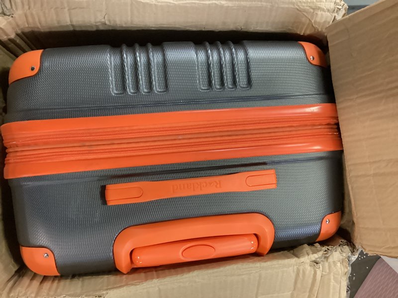 Condition photo showing As Is for Rockland London Hardside Spinner Wheel Luggage, Charcoal, 3-Piece Set (20/24/28)