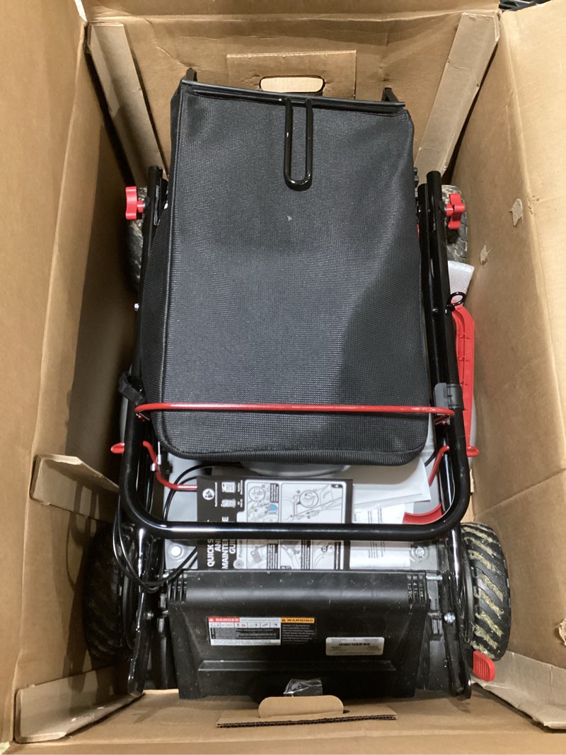 Condition photo showing As Is for murray 22 in. 140 cc briggs & stratton walk behind gas self-propelled lawn mower with front wheel drive and bagger