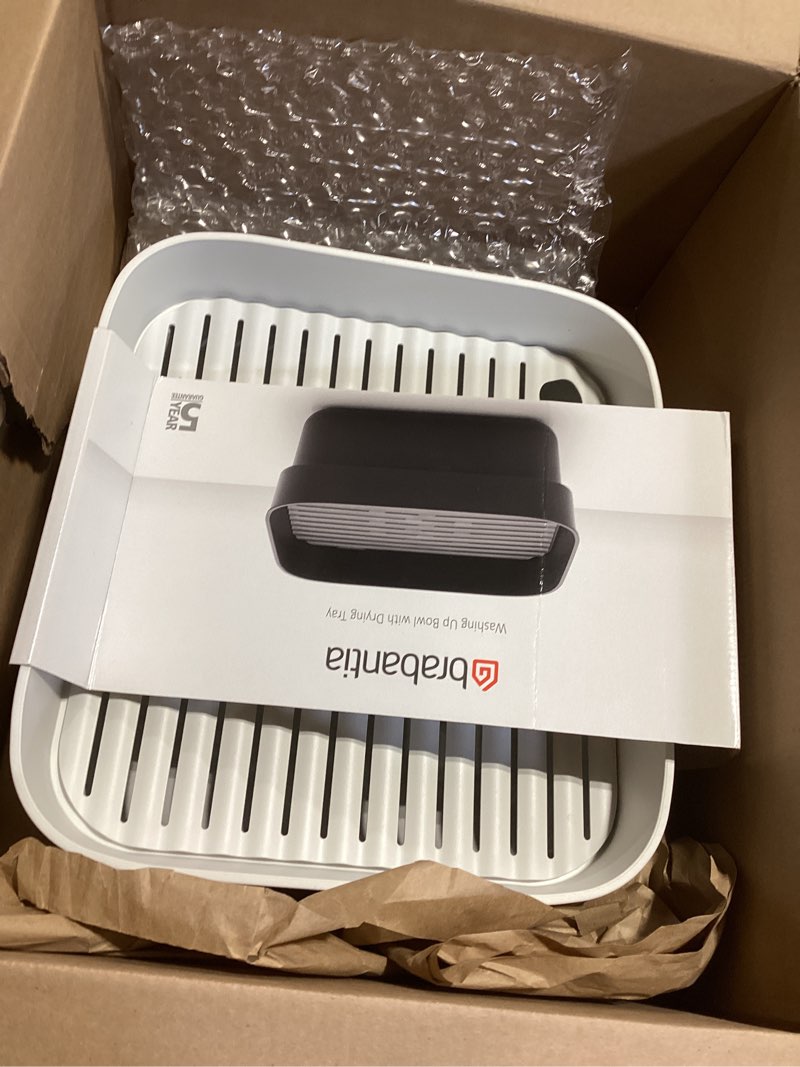 Condition photo showing Good Condition for Brabantia Washing Up Dish Tub Bowl with Removable Draining Tray (Light Gray) Ideal for Rectangular/Square Kitchen Sinks (14.72 x 13.54 x 6.34) One Size Light Gray