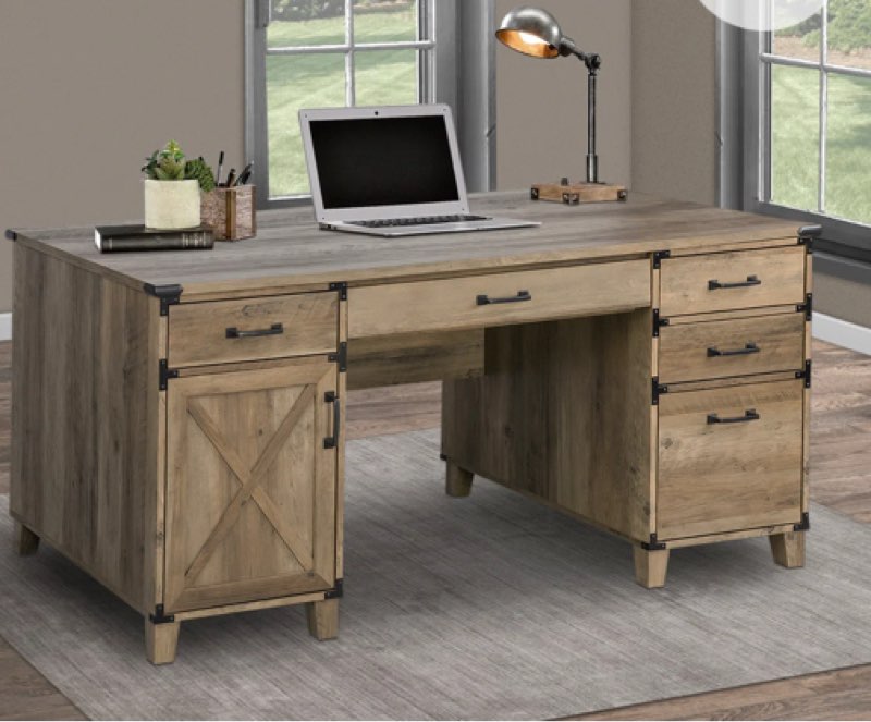 ( incomplete,only 1 box)Nguyen 59'' Farmhouse Executive Desk with Drawers