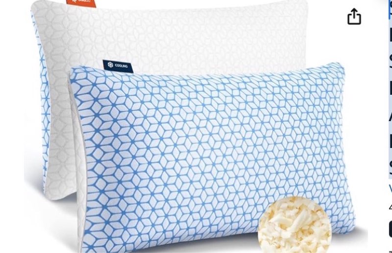 shredded memory foam pillows king size set of 2, cooling pillow firm and soft adjustable for side back stomach sleepers