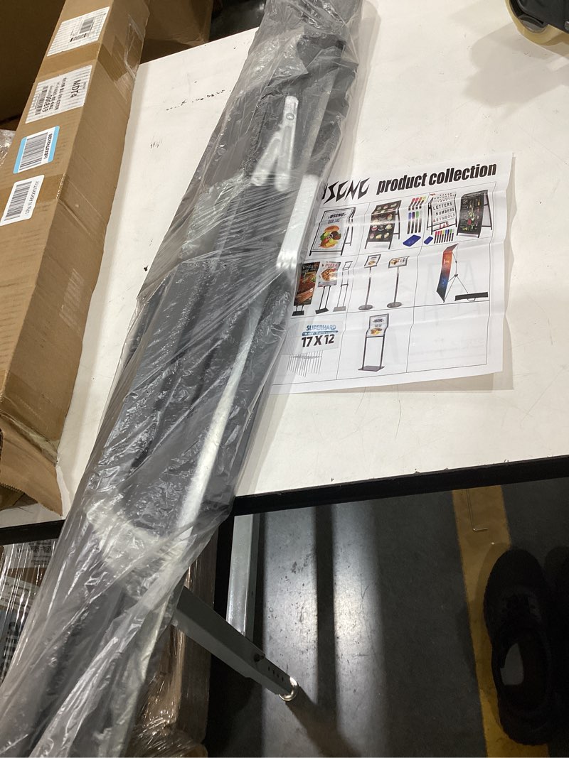 Condition photo showing New/Like New for oncemore heavy duty sign stand, floor poster board stand, adjustable metal sign holder height up to 60 inches and 180° rotation display standing pedestal for board & foam, black 2 pack black-2pc
