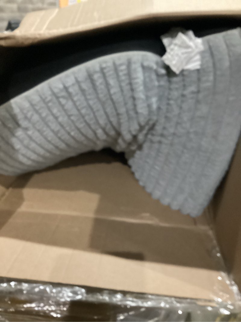 Condition photo showing As Is for HABUTWAY Folding Sofa Bed, 2 in 1 Convertible Sleeper Chair with Armrest, Portable Fold Out Chair Bed, Comfy Floor Couch, Lazy Sofa for Living Room Bedroom Dorm Home Office, Light Grey FULL without Pillows Light Grey