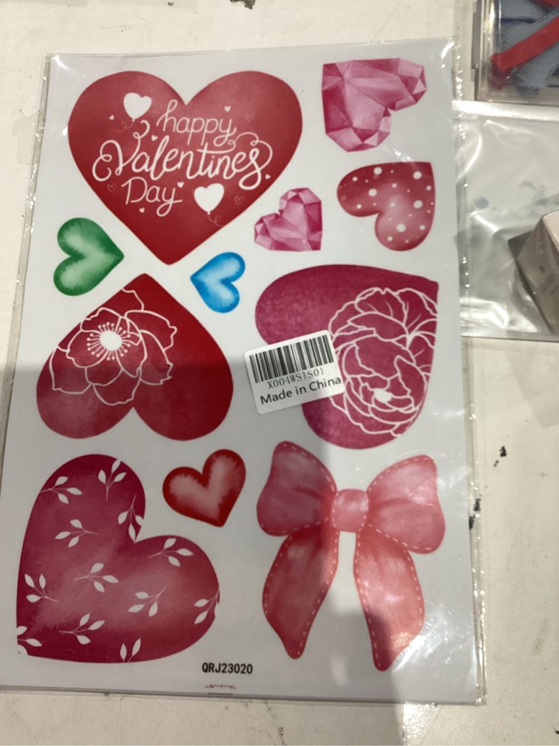 Condition photo showing New/Like New for 6 Sheets Valentines Window Cling Love Heart Bow Cherry Flower Window Stickers for Glass Valentine’s Day Window Decoration Pink Red Love Heart Decals for Wedding Anniversary Party Bedroom Decor Valentine’s Day Love Heart, Bow, Flower