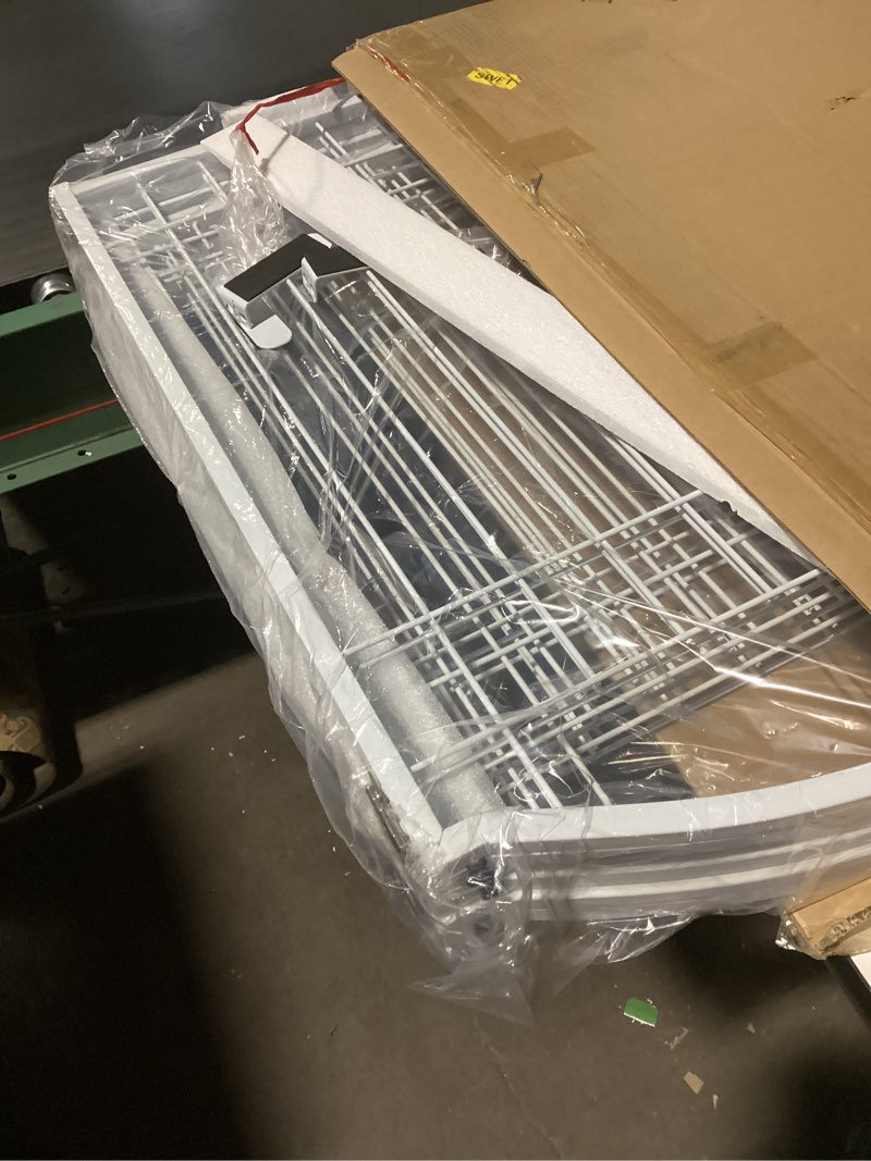 Condition photo showing New/Like New for BHG Metal No-Assembly Freestanding Dog Gate with Door Walk Through, Extra Wide 144", Extra Tall 32" Pet Gate, Accordion Puppy Folding Playpen Dog Fence, with 2PCS Support (White, 6 panesl) 6 panesl White