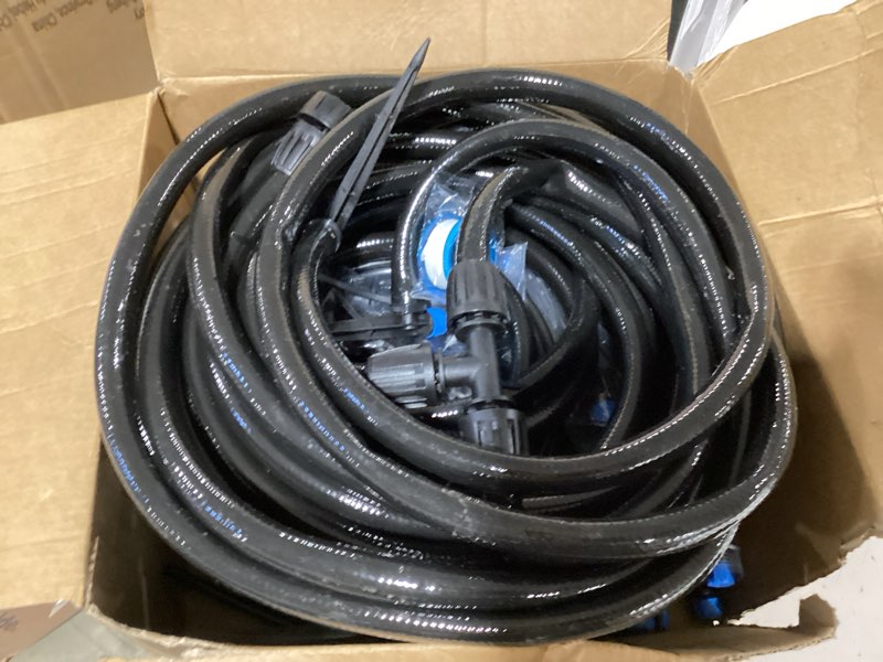 Condition photo showing As Is for drip irrigation system, 2026-upgrade 100ft 1/4" garden watering system with 24 pcs 360° adjustable copper nozzles, diy kit for garden, lawn, greenhouse, raised beds & outdoor plants 100ft/24pcs