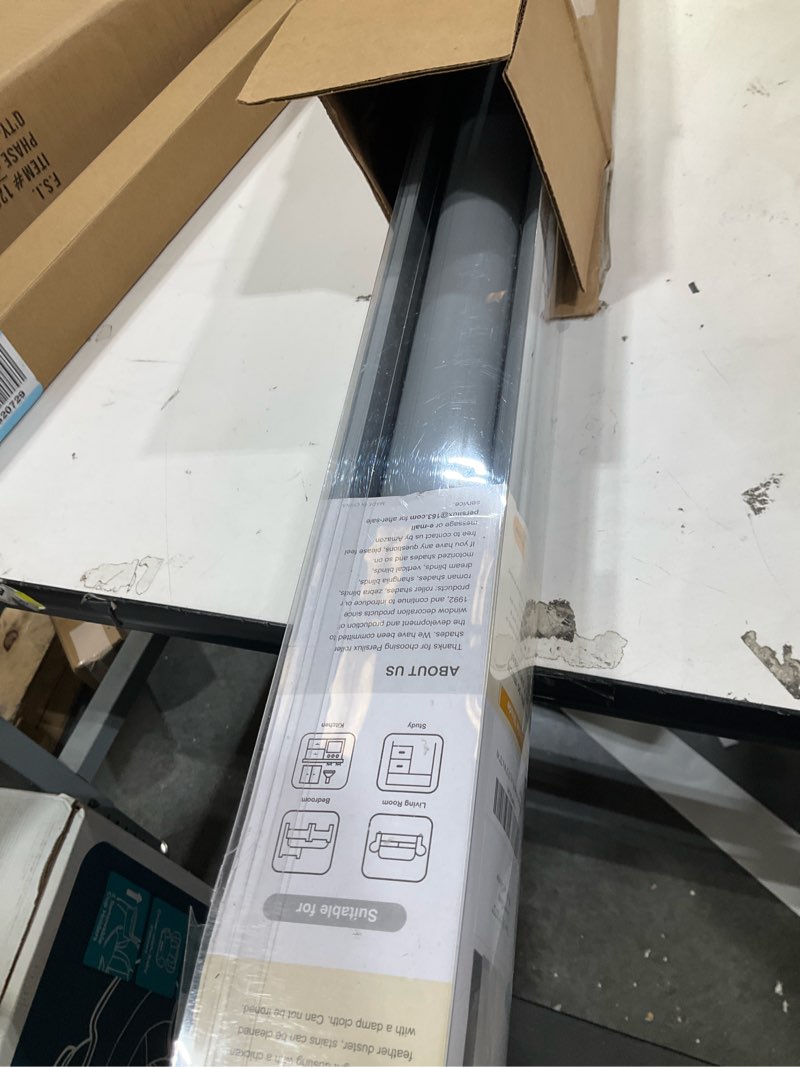 Condition photo showing New/Like New for persilux cordless blackout roller shades with valance - free-stop, thermal insulated fabric window blinds, uv protection for home and bedroom (grey, 31.5" w x 72" h) 31.5"w x 72"h grey
